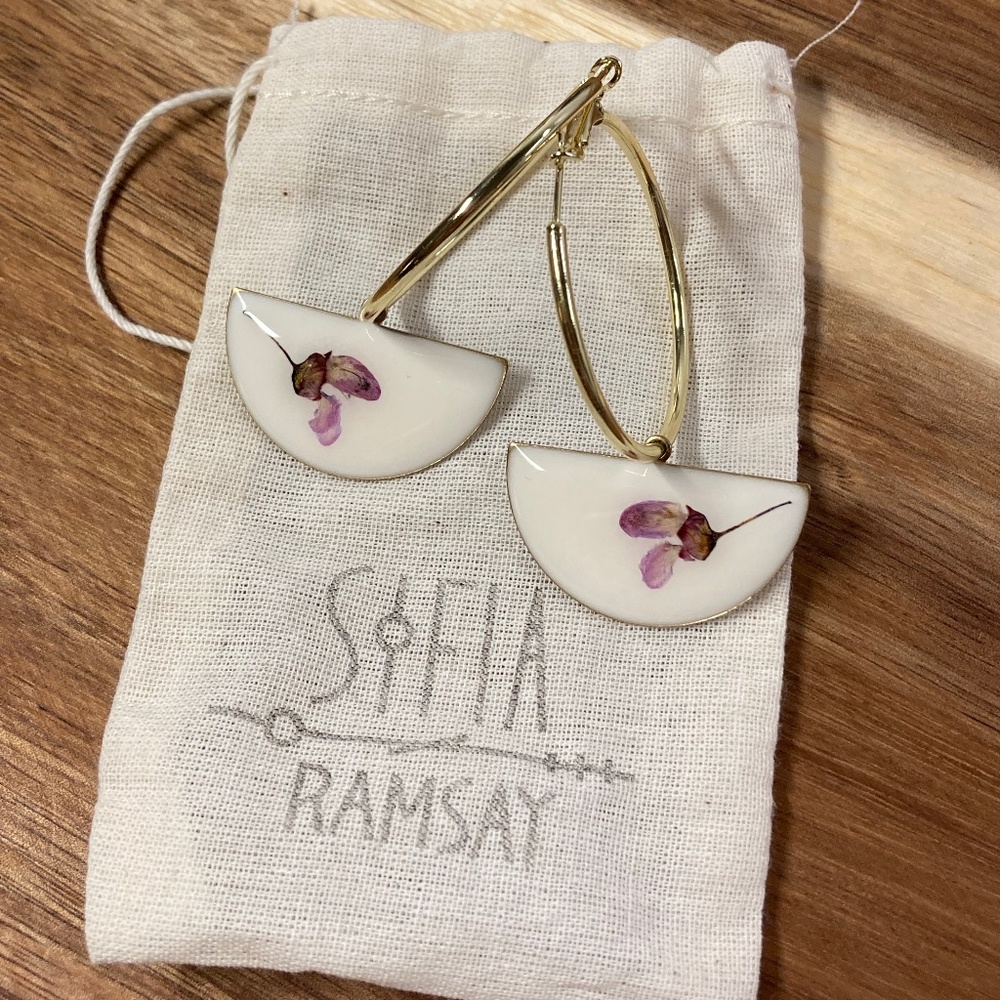 Pressed Flower Hoop Earrings